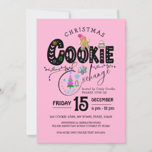 Kerst Cookie Exchange Roze Vakantie Kaart