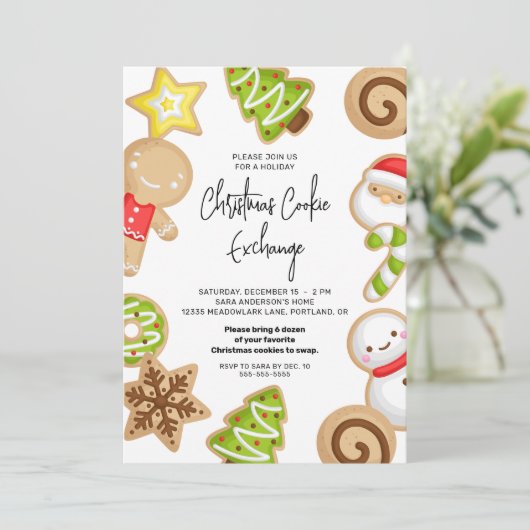 Kerst Cookie Exchange Vakantie Party Kaart (Staand voorkant)