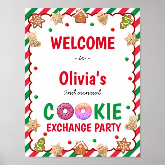 Kerst Cookie Exchange Welkomstbord Poster (Voorkant)