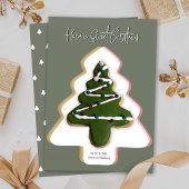 Kerst Cookie Kaart Modern Pine Green Xmas Tree