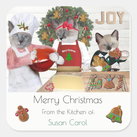 Kerst Cookie Kittens Keuken Sticker (Voorkant)