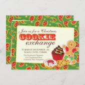 Kerst Cookie uitwisseling & etiquette uitnodiging (Voorkant / Achterkant)