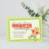 Kerst Cookie uitwisseling & etiquette uitnodiging (Staand voorkant)