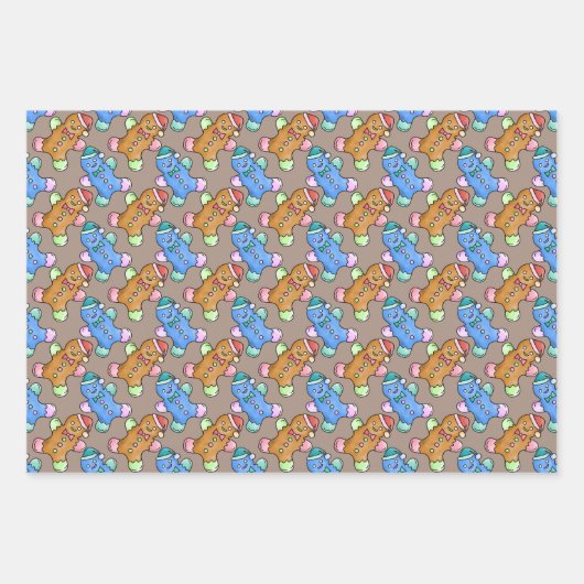 Kerst Cookie Wrapping Papier Set Inpakpapier Vel (Voorkant)