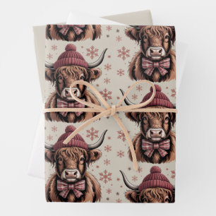 Kerst Coquette Highland Cow Western Boer Inpakpapier Vel