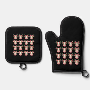 Kerst Coquette Highland Koe Western Kerstmis  Ovenwant & Pannenlap Set