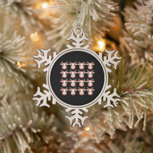Kerst Coquette Highland Koe Western Kerstmis Tin Sneeuwvlok Ornament