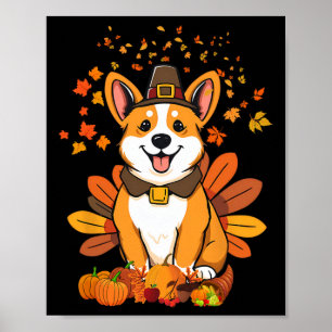 Kerst Corgi Hond Kalkoen 1 Poster