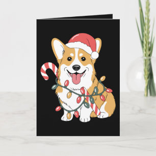 Kerst Corgi Hond Sinterklaas Hoed Lichten Suikerst Kaart