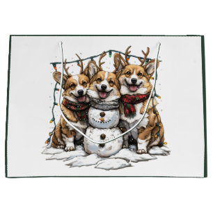 Kerst Corgi Honden Sneeuwman Groot Cadeauzakje