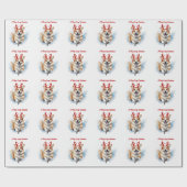 Kerst Corgi met rendiergewei springen Cadeaupapier (Vlak)