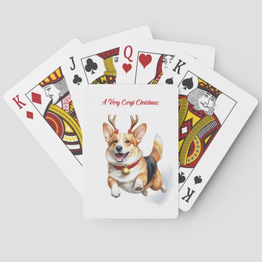 Kerst Corgi met rendiergewei springen Pokerkaarten (Achterkant)