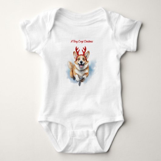 Kerst Corgi met rendiergewei springen Romper (Voorkant)