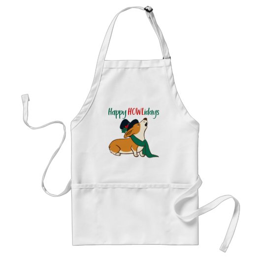 Kerst Corgi Zingend Schort (Voorkant)