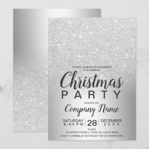 Kerst corporate zilveren glitter ombre folie kaart