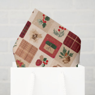 Kerst Cottagecore Geruite Cadeaus en Botanicals Tissuepapier