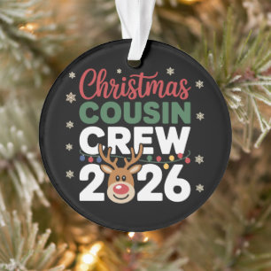 Kerst Cousin Crew 2026 Rendier Sneeuwvlokken Ornament