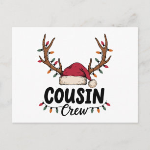 Kerst Cousin Crew Kerstman Hoed Rendier Geweien Feestdagenkaart