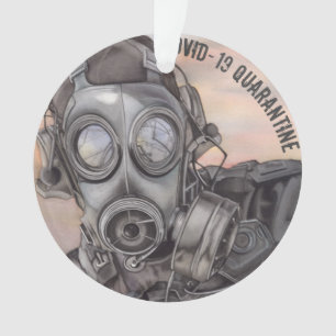 Kerst Covid Pandemie gemaskeerde Prepper Ornament