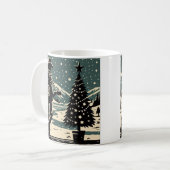 Kerst Cowboy Block Print Koffie Mok (Voorkant links)