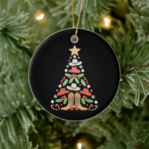 Kerst Cowboy Boom Xmas Dansende Laarzen West Keramisch Ornament