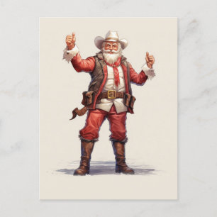 Kerst Cowboy Santa Claus Vintage Briefkaart