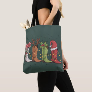 Kerst Cowboylaars Western Cowgirl Landelijk Kerstm Draagtas