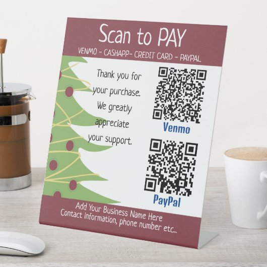 Kerst Craft Fair Ideeën | Hier betalen Teken Reclamebord Met Voetstuk (Insitu)