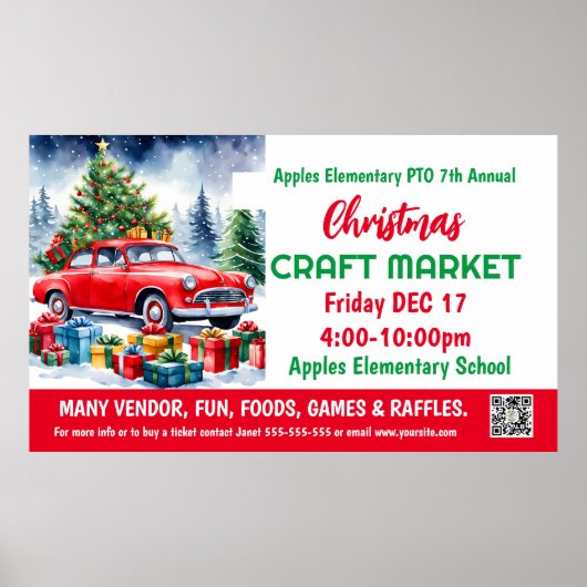 Kerst Craft Market PTO PTA Kerk Banner Poster (Voorkant)