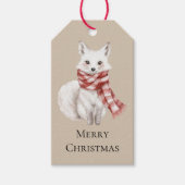 Kerst Cream Red White Peppermint Fox Cadeaulabel (Voorkant)