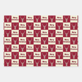 Kerst-crème en Red Filigree Deer Inpakpapier Vel (Voorkant 2)