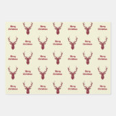 Kerst-crème en Red Filigree Deer Inpakpapier Vel (Voorkant)