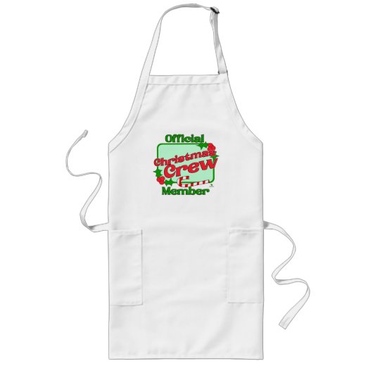 Kerst Crew Member Fun Familie Motto Lang Schort (Voorkant)