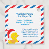 Kerst Cruise Ducks Square Labels, blauw Bedankjes Labels (Achterkant)