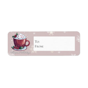 Kerst Cup Warme Chocolade Blush Roze Cadeau Etiket
