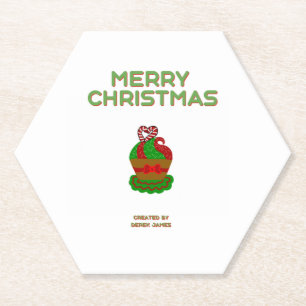 Kerst Cupcake Hexagon Papier Onderzetter