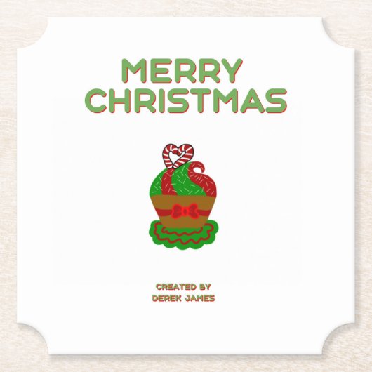 Kerst Cupcake Ticket Papier Onderzetter (Voorkant)