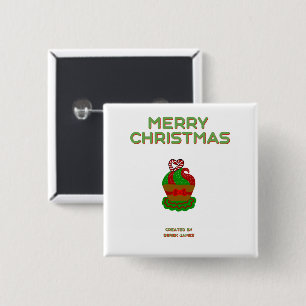 Kerst Cupcake Vierkante Button