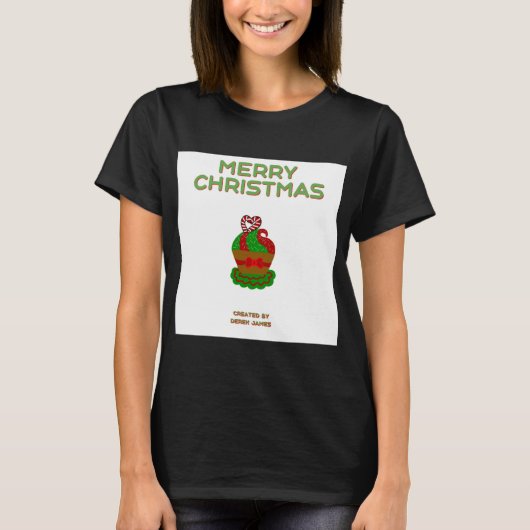 Kerst Cupcake Vrouwen Zwart Basic T Shirt (Voorkant)