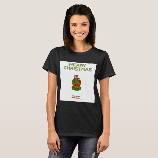 Kerst Cupcake Vrouwen Zwart Basic T Shirt (Voorkant volledig)
