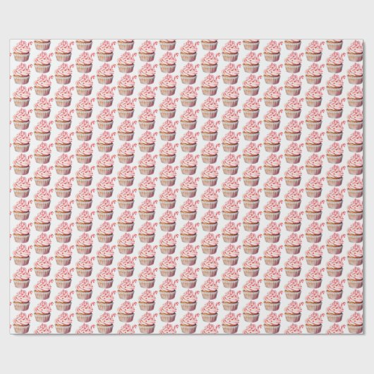 Kerst Cupcakes met Candy Canes Cadeaupapier (Vlak)