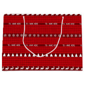 Kerst Custom Naam Rood Wit Gebreide Trui Groot Cadeauzakje (Voorkant)