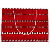 Kerst Custom Naam Rood Wit Gebreide Trui Groot Cadeauzakje (Achterkant)