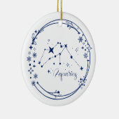 Kerst Custom Naam Waterman Zodiac Sign Blauw Keramisch Ornament (Rechts)