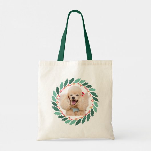 Kerst Custom pastel roze poedel Canvas tas (Achterkant)