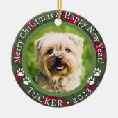 Kerst Custom Pet Foto Naam Jaar Ornament (Voorkant)