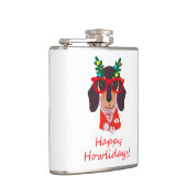 Kerst Cute Grappige Hond Dachshund Howlidays 6 oz Heupfles (Rechts)