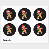 Kerst Dabbing Gingerbread Voetbal Grappige Mannen Ronde Sticker (Vel)