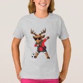 Kerst Dabbing Herten Voetbal & Kindernaam T-shirt (Voorkant)