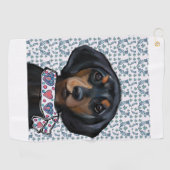 Kerst Dachshund Art Golfhanddoek (Horizontaal)